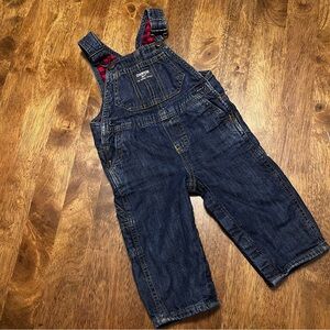 OshKosh B'gosh Blue Denim Blue Jean Baby Overalls Snaps 9 Months